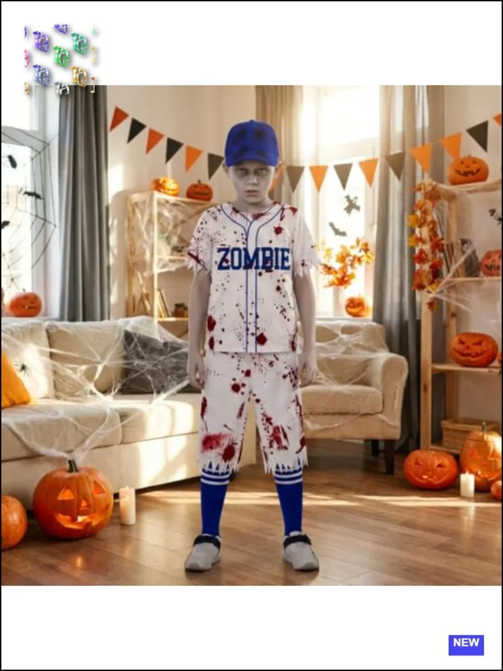 Zombie Baseball Player Halloween Costume for Kids